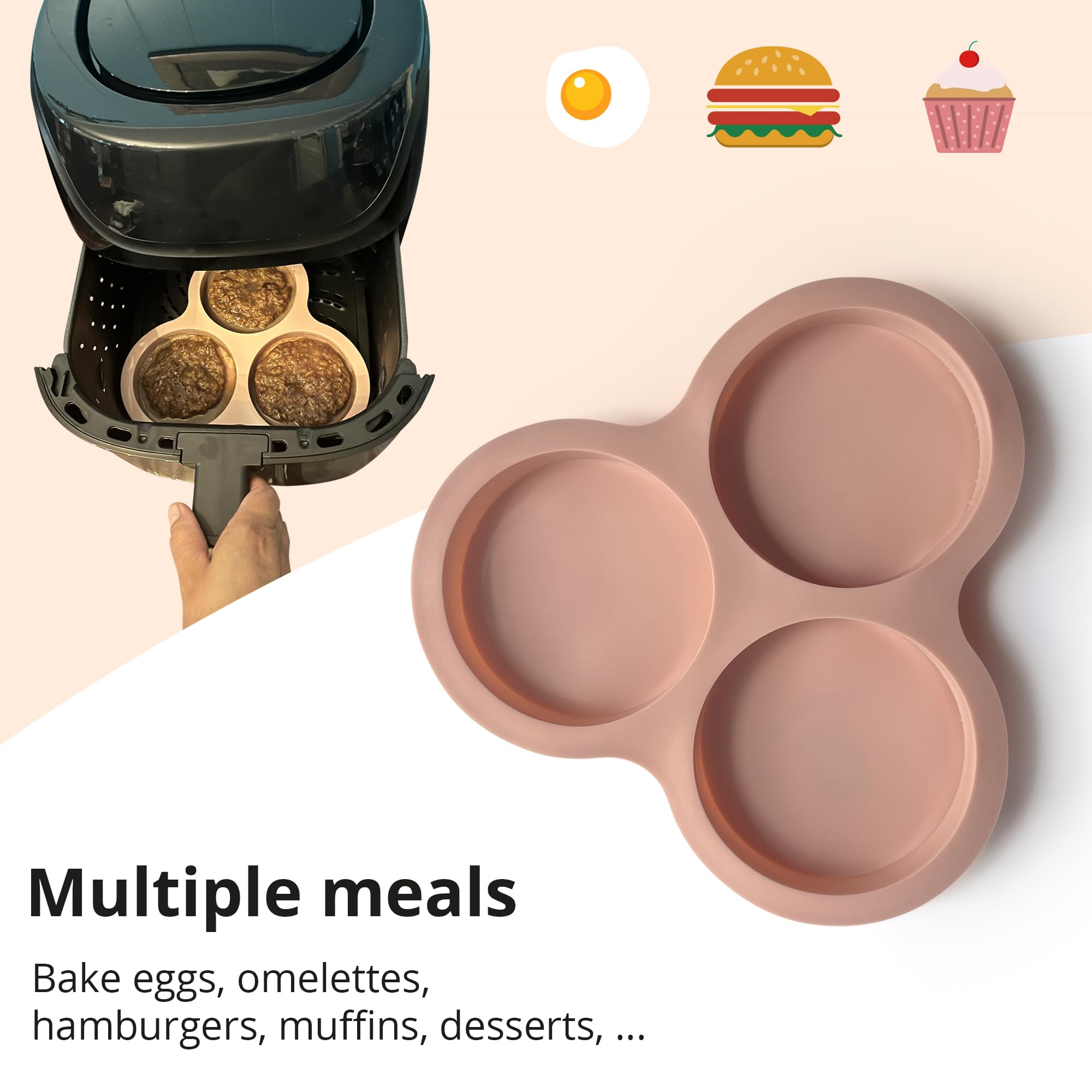 Air fryer accessories for meal prepping: liners, pans, racks & containers.